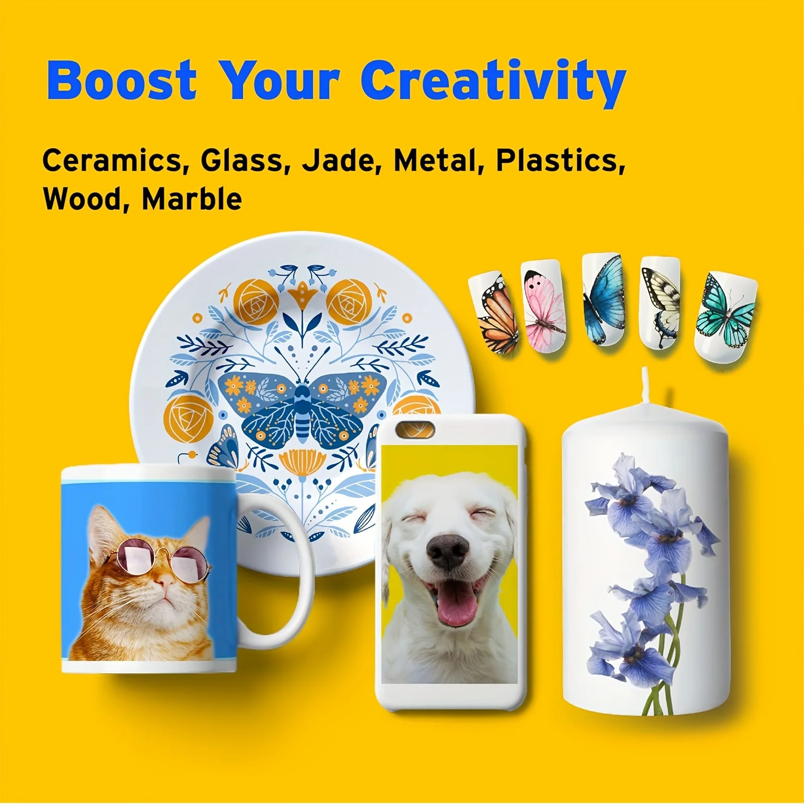 5장 클리어 워터슬라이드 데칼 용지 프리미엄 워터슬라이드 전사 투명, 잉크젯/레이저 프린터 인쇄, A4 사이즈 8.3×11.7인치