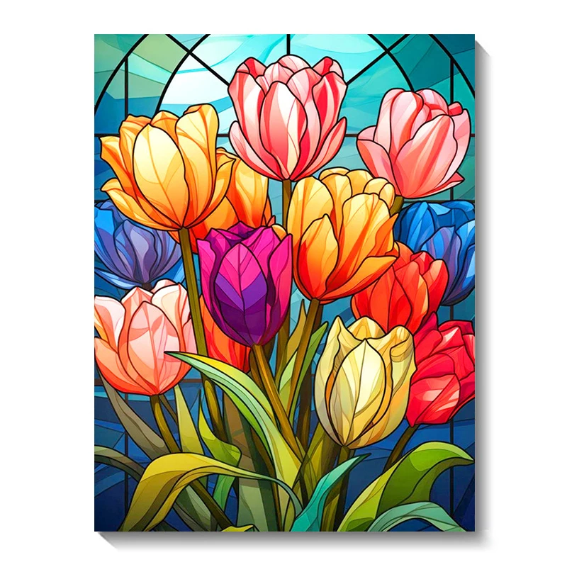 5D DIY Diamond Painting Tulip Flower Full Round Diamond Mosaic Embroidery Cross Stitch Kit Home Decoration Art Hobbies Gifts