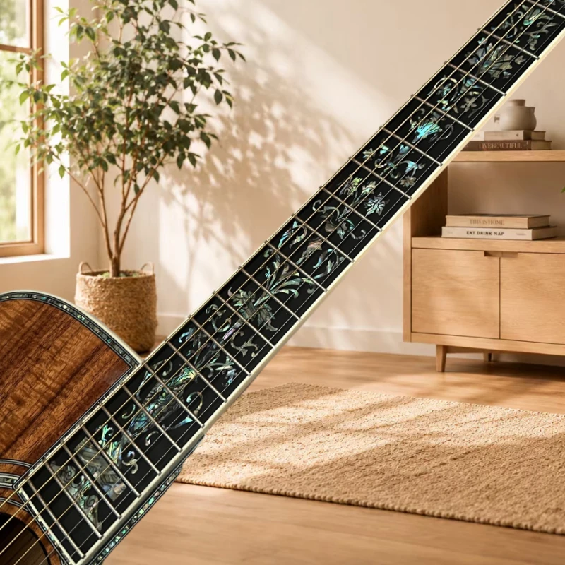 41 Inch All KOA Acoustic Guitar D45 Style Colorful Mother of Pearl Inlay Body Art 6 String Professional Free Shipping