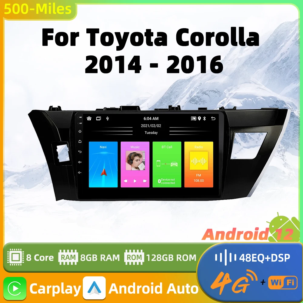 

2 Din Android 12 Car Stereo Radio For Toyota Corolla 2014 2015 2016 Multimedia Video Player WIFI Navigation GPS