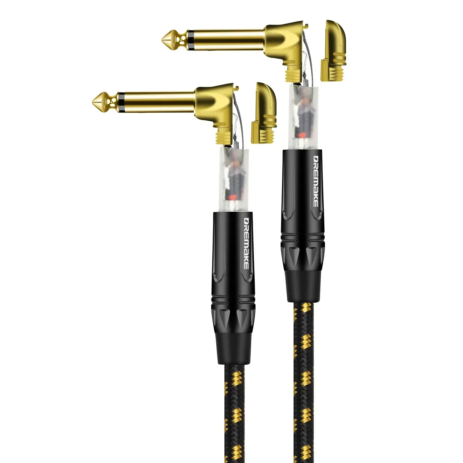 1/4 Inch to 1/4 Inch Right Angle Instrument Cable - Professional Low Noise Bass and Guitar Cables for Amplifier, Electric Guitar