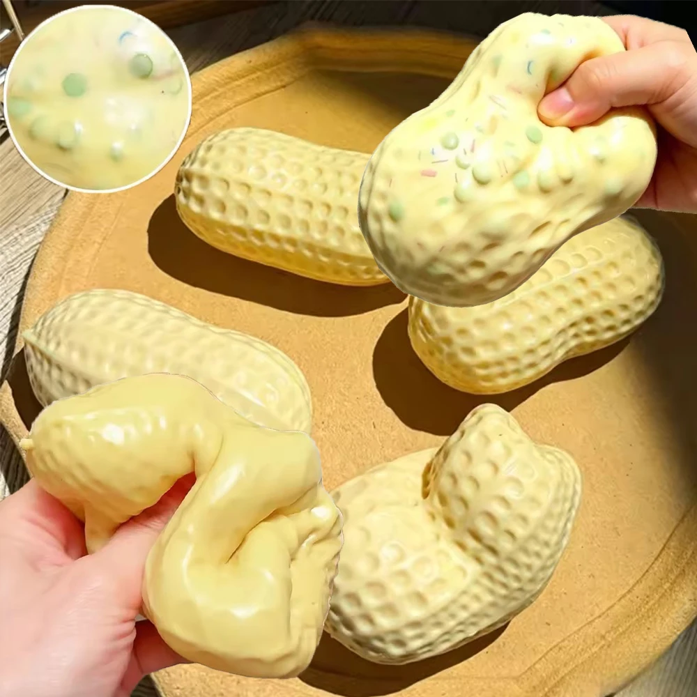 Peanut Squishy Stress Ball Squeeze Toy Handmade Squeeze Ball Buttery-Soft Feel Fidget Toy ASMR Sensory Toys