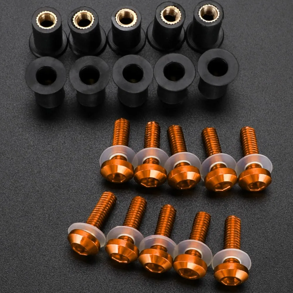 

5MM 10PCS Windscreen Fairing Bolts Kit FOR 1290 Super Adventure / S / R/T 1190 RC8R 990 Superduke R Windshield Screw Rubber Nuts
