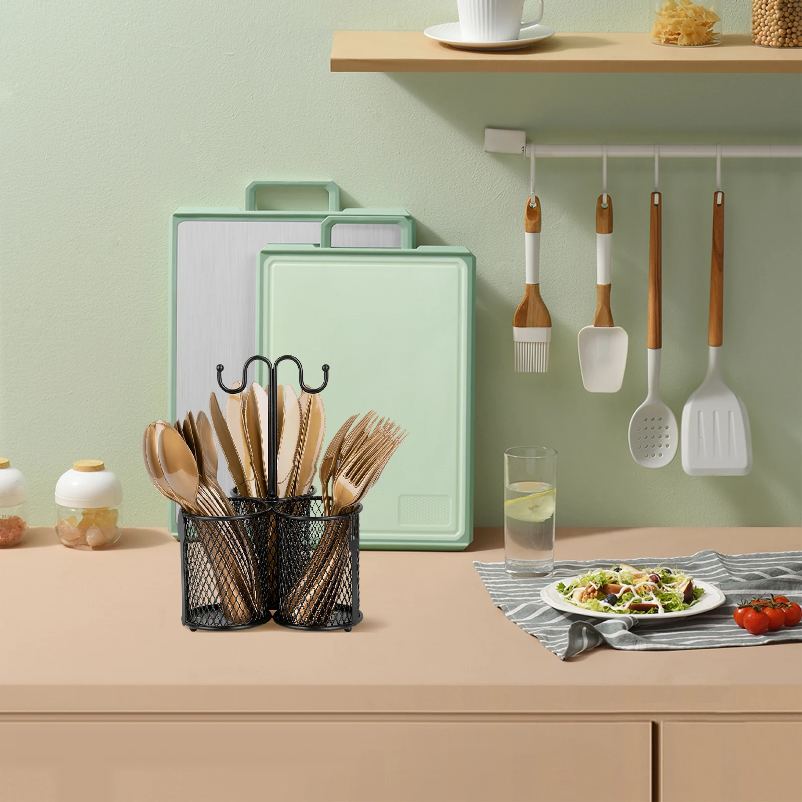 

Cutlery Storage Rack Chopstick Rotating Chopsticks Holder Small Kitchen Utensils Tableware Holders Wrought Iron Rest Stand