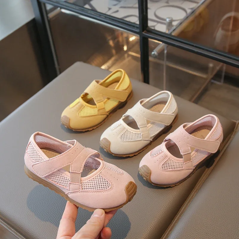 

2025 Summer Children's Mesh Sports Shoes New Girls Causal Ballet Shoes Breathable Cross-tied Kids Fashion Mary Jane Shoes Soft