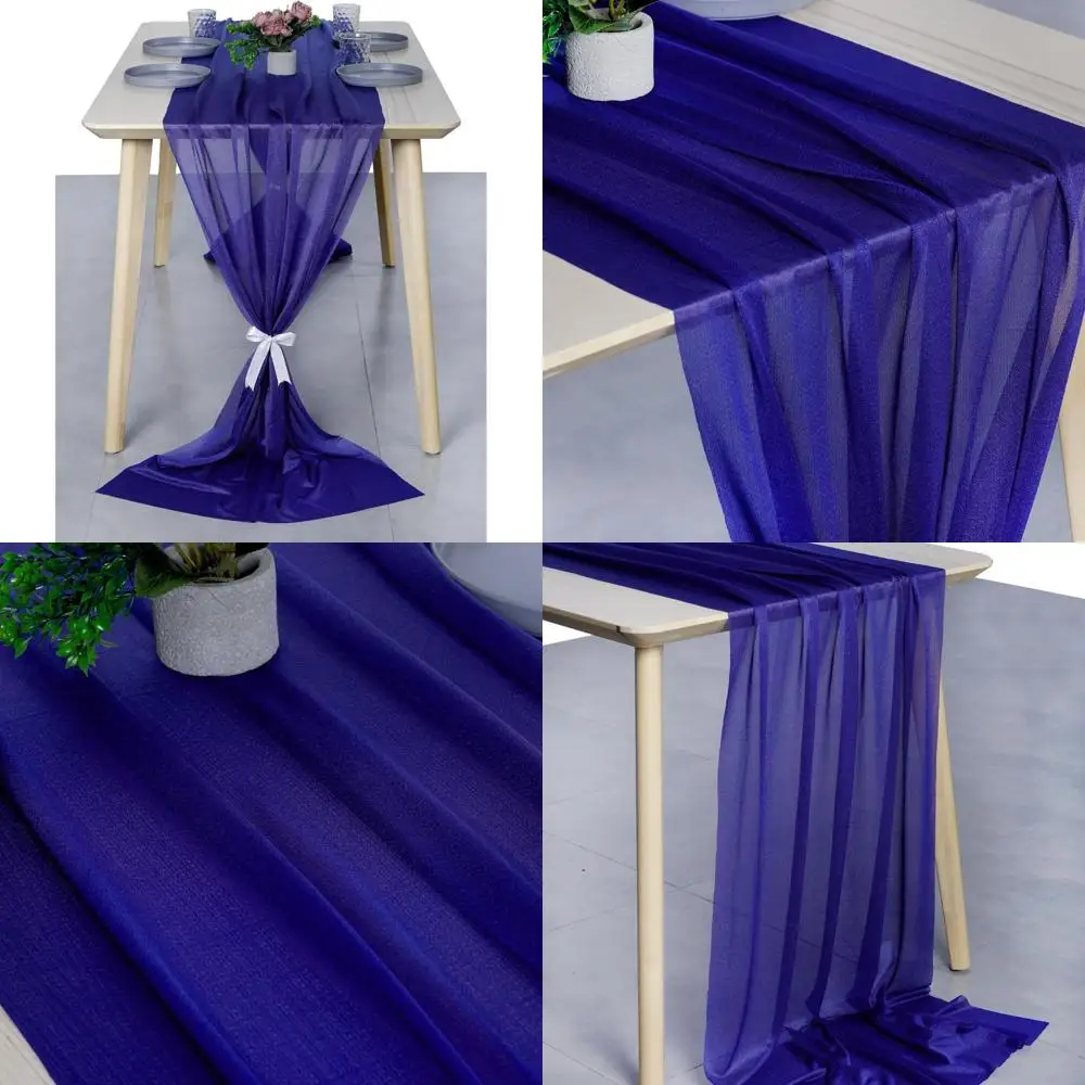 

Royal Blue Shimmering Chiffon Table Runners, 12 Pack, 29x120 Inches for Weddings, Showers, Parties & More