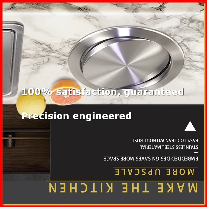 Stainless Steel Garbage Flap Lid Trash Bin Cover Flush Built-in Balance Swing Flap Garbage Lid for Kitchen Counter Top C-A09G