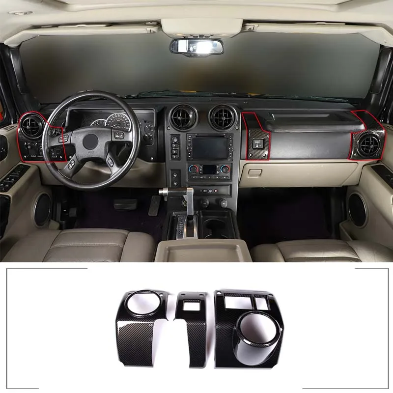 

For Hummer H2 2003-2007 Automotive Dashboard Side air Outlet Decorative Cover ABS Carbon Fiber Car Modification Accessories
