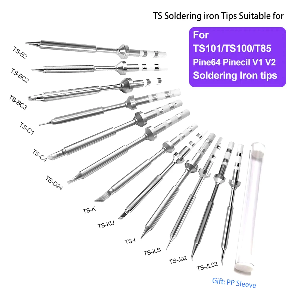 Pine64 TS100 TS101 Soldering Iron Tips Replacement Various Models of Pinecil V2 Electric Soldering Iron Tip TS Series  BC2 C1 KU view 2