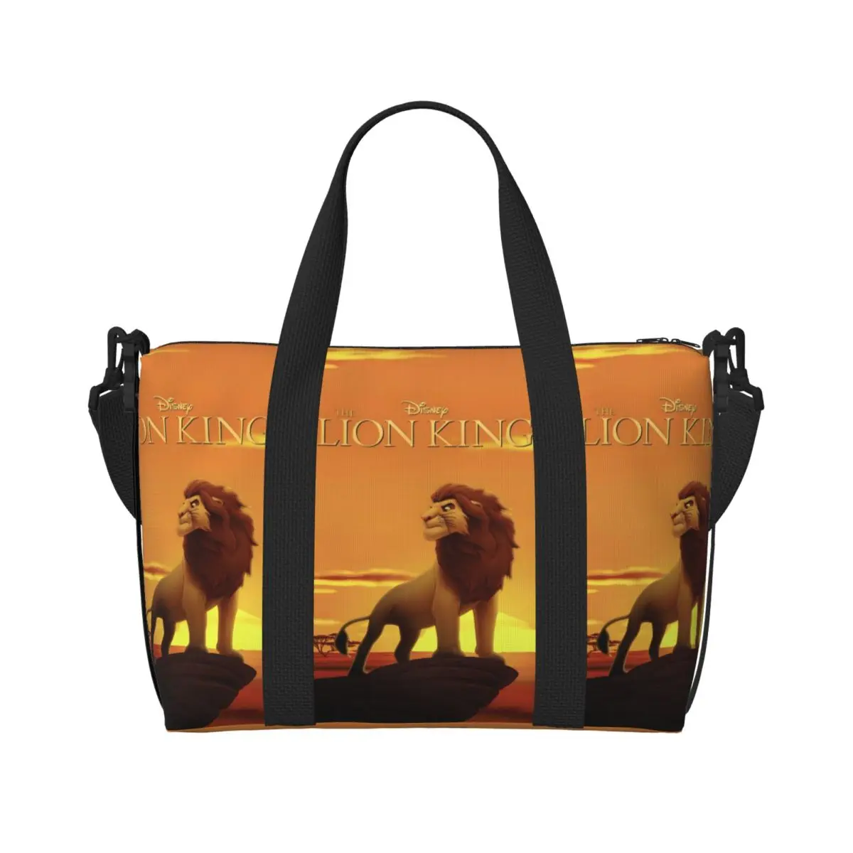 

Custom The Lion King Kawaii Cartoon Groceries Shopping Tote Bags Women Big Capacity Retro Simba Pattern Gym Beach Travel Bags