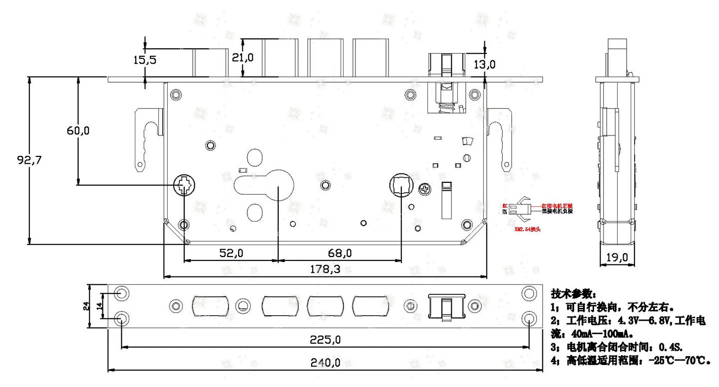 5V6V Motor Clutch 304 Stainless Steel 6068 Multi-Lock Point Anti-Theft Door Smart Fingerprint Lock Electronic Lock Body