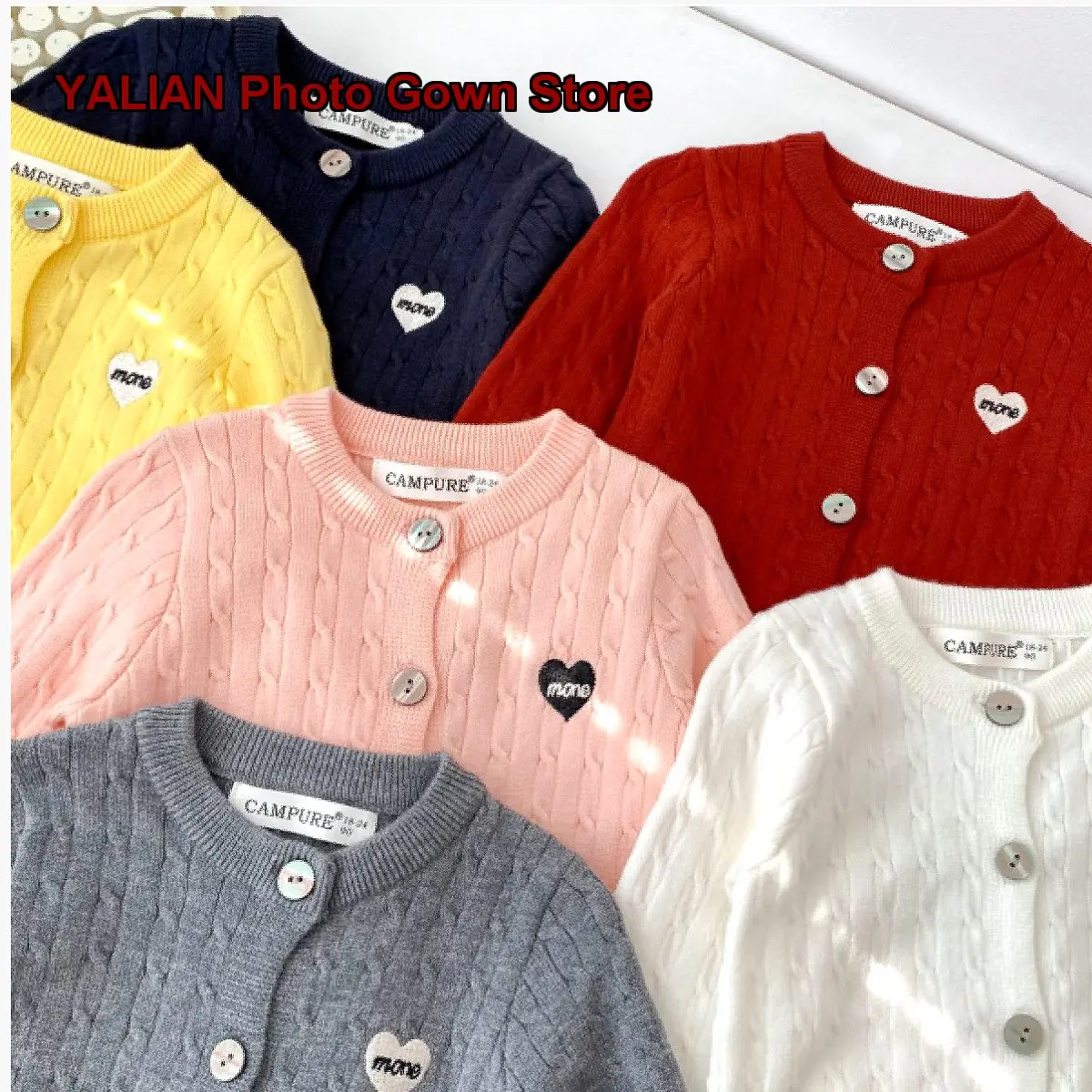 Kids Baby Heart-Shaped Cardigan 2025 Spring Wear Thin Boys Girls Autumn Pure Cotton Trendy Brand Knit Shirt Jacket