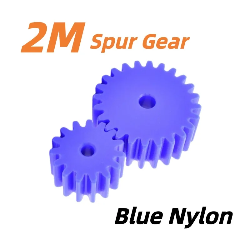1PC 2M Nylon Spur Gear 28T-56T 28 30 32 34 35 36 38 40 42 44 45 48 50 52 55 56 Teeth Blue Plastic Flat Cylindrical Drive Gear