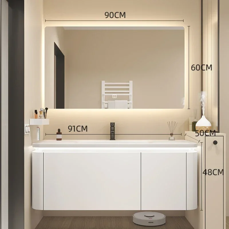 Space Saving Washbasin Dresser Bathroom Cabinet Shelves Mirror Jewelry Sink Toilet Modern Organizer Makeup Vanity Furniture