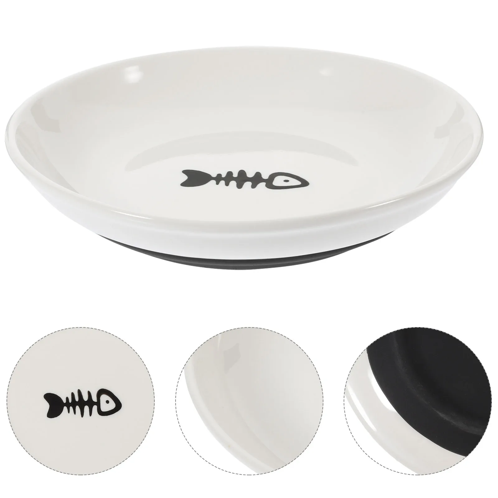 

3 Pcs Ceramic Cat Dishes Bowls Pet Feeder Kitten Feeding Small Food Round Plate