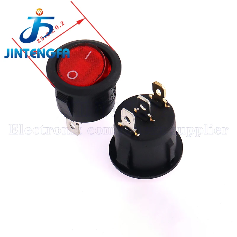 10PCS Opening 20mm 2/3/4Pin KCD1 Circular Rocker Toggle Power Push Button SwitchON-OFF ON-OFF-ON Black White Red Green Light