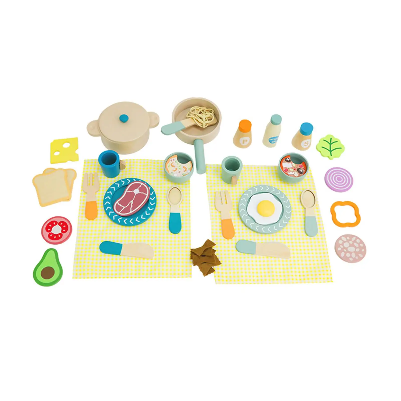 Wooden Play Cooking Set Toddlers Play Kitchen Toys Montessori Educational Toy Pot Motor Skill Activity Kitchen Accessories