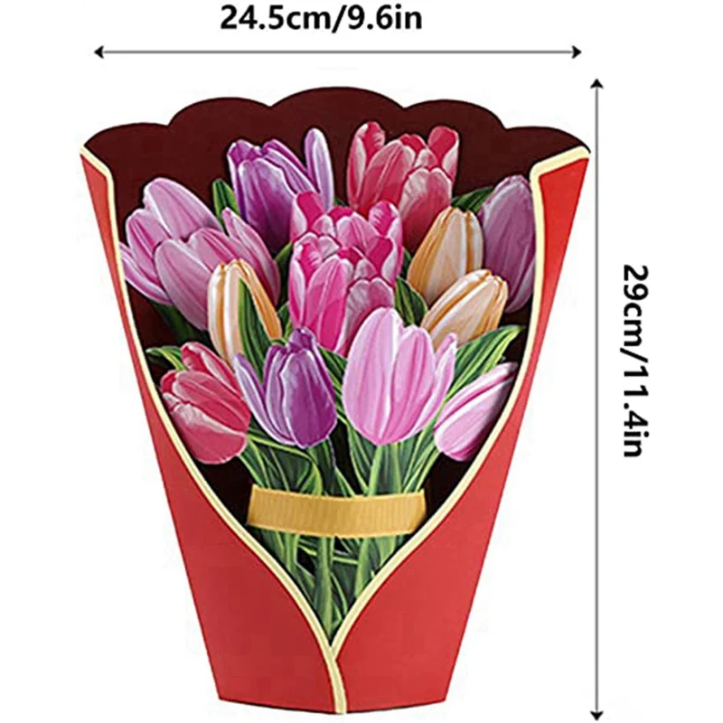 AT29-3D -Up بطاقات تهنئة باقة الزهور الورقية، بطاقات هدايا لعيد الأم وعيد الفصح للنساء