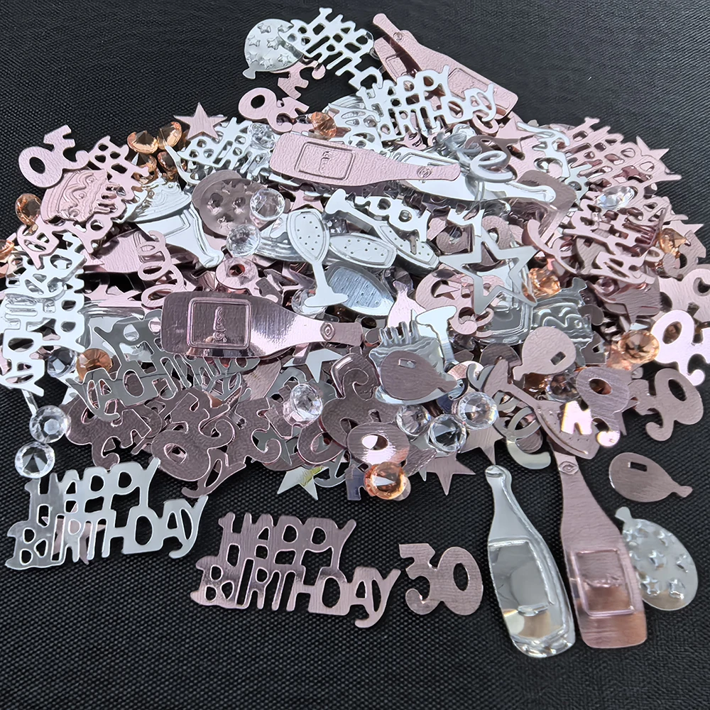Rose Gold Pink Silver Digital Glitter Debris 16th 18th 30th 40th 50th 60th Girls Boys Men Women Birthday Party Confetti Decor