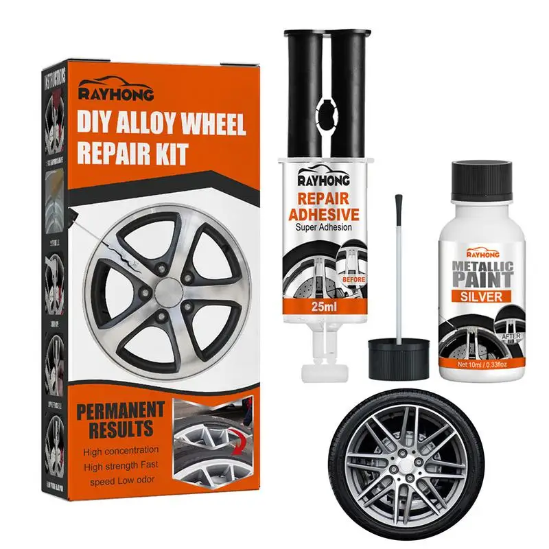 Kit de réparation de roue de voiture en alliage, redonner une nouvelle apparence, roue automatique, adhésif, antirouille, fixe les rayures et les bosses