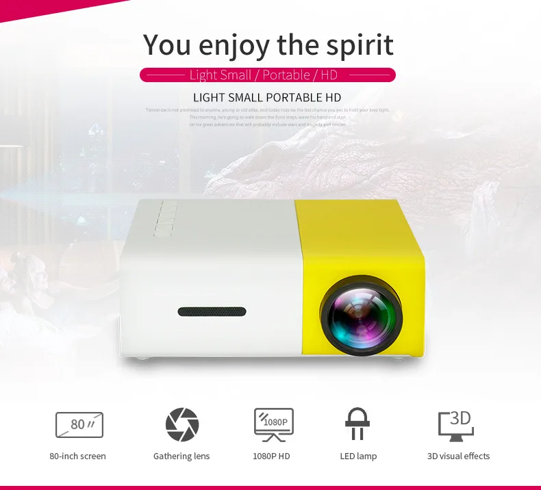 For   LED lamp Mini Proyector Short Focal Length Home Digital Projector YG300 Mini LCD Projector