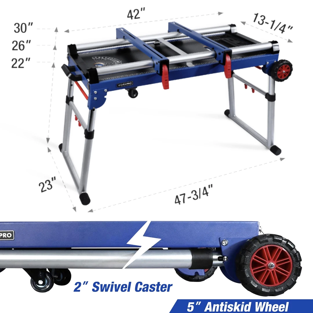 WORKPRO Miter Saw Stand 5-in-1 Work Station Workbench Quick Folding Work Table with Detachable Miter Saw