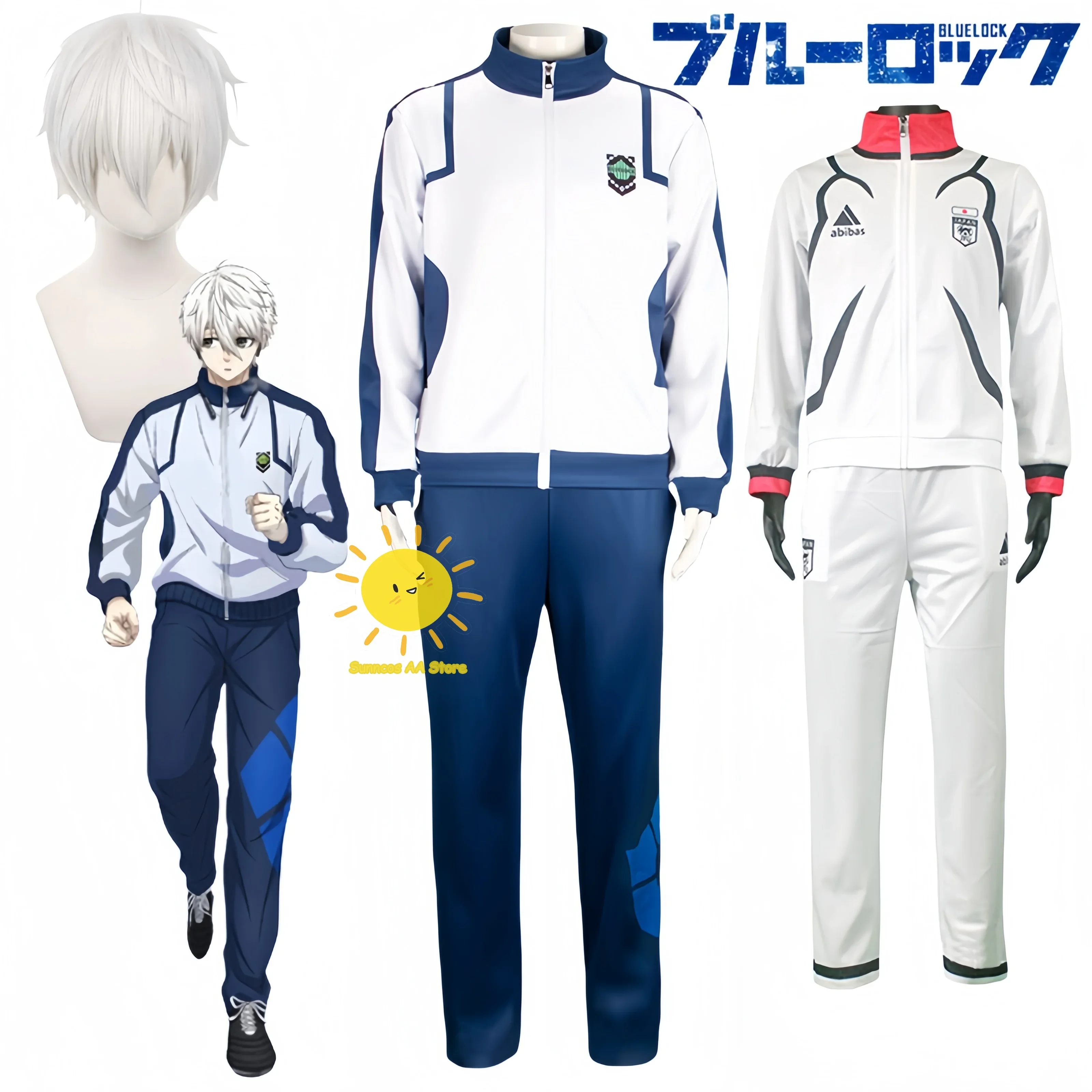 Anime Nagi Seishiro Cosplay Blue Lock Cosplay Costumes Nagi Isagi Yoichi Tracksuit Wig Blue Lock Halloween Party Cos Adult Men