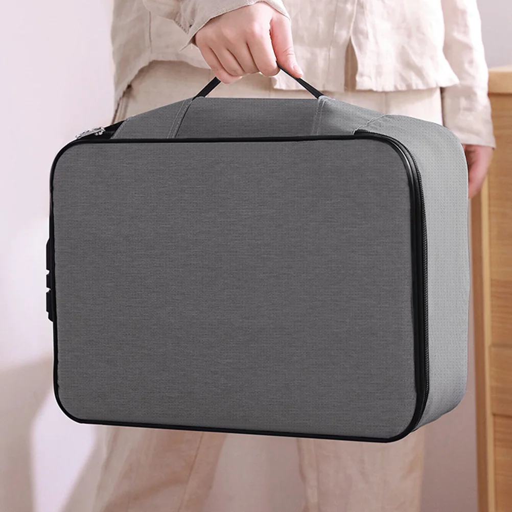 

Large Capacity Document Organizer Bag with Lockable Design Portable File Storage Box for Office Home Travel Use Safekeeping
