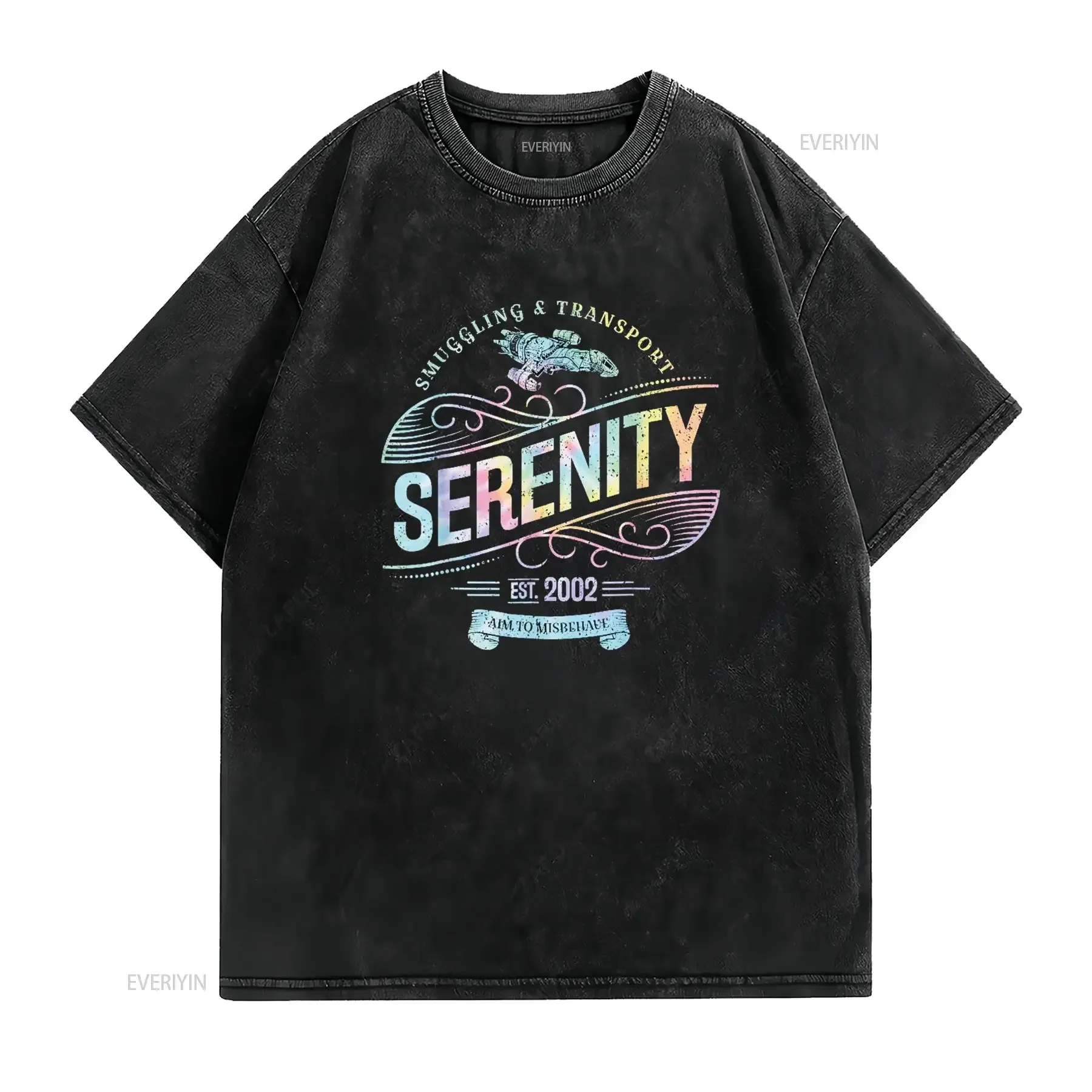 Vintage Serenity Smuggling And Transport Firefly Tie Dye T Shirt vintage Washed Soft Versatile fashion Top For Everyday Wear