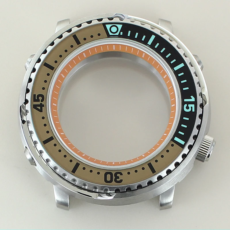 43mm Mini Tuna Mod Watch Case 200M Waterproof Sapphire Glass 316L Stainless Steel for NH35/NH36 Movement Luminous Bezel Included