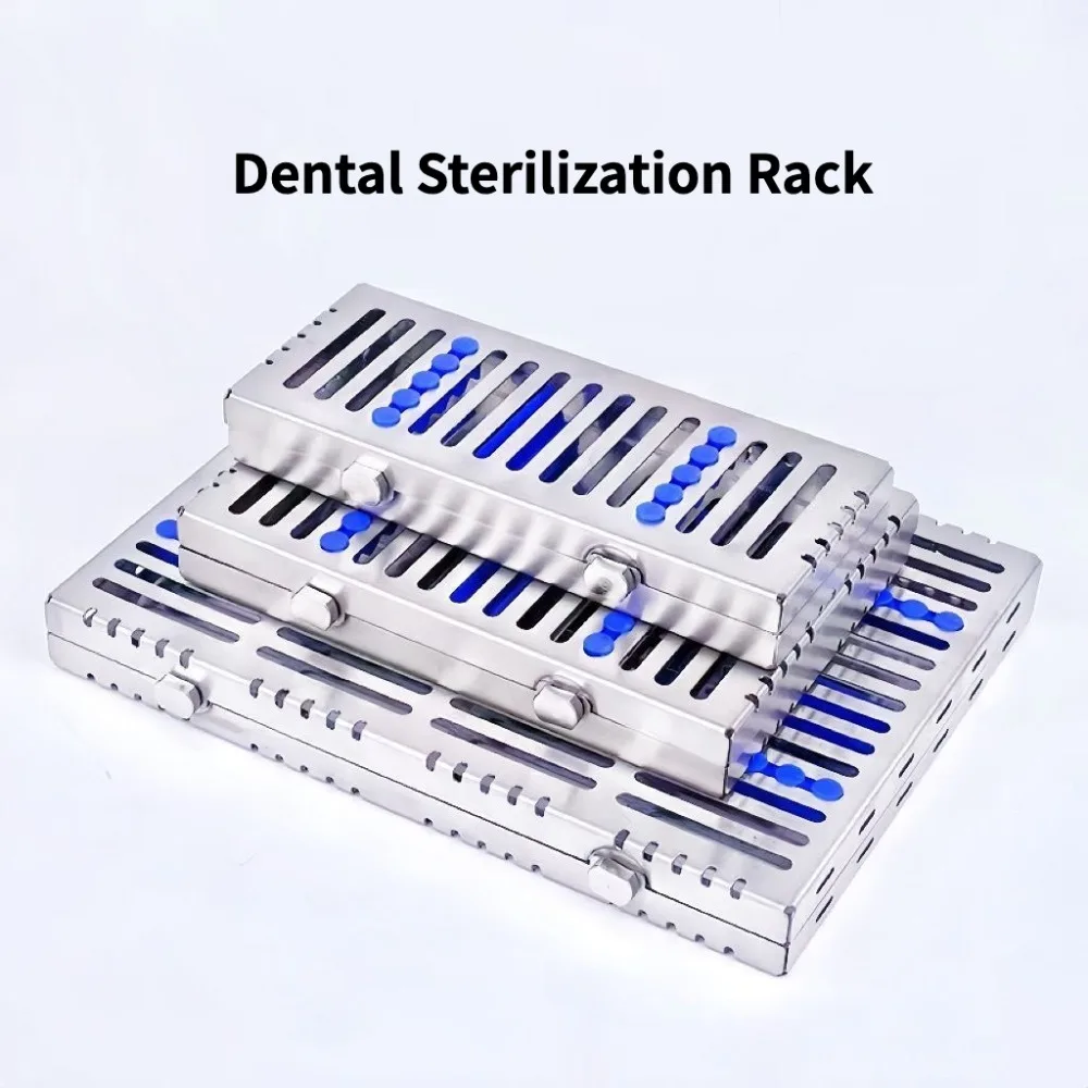 304 Steel Dental Sterilization Cassette 5/10 Slots, Adjustable Pad, Vent Lock, for Clinic Lab Autoclave Disinfection