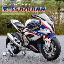 1:9 BMW S1000RR Motorcycle Model Sound Light Collective Big Size Diecast Alloy Metal Motorbike Toys Kids Boys Toy Gift M42