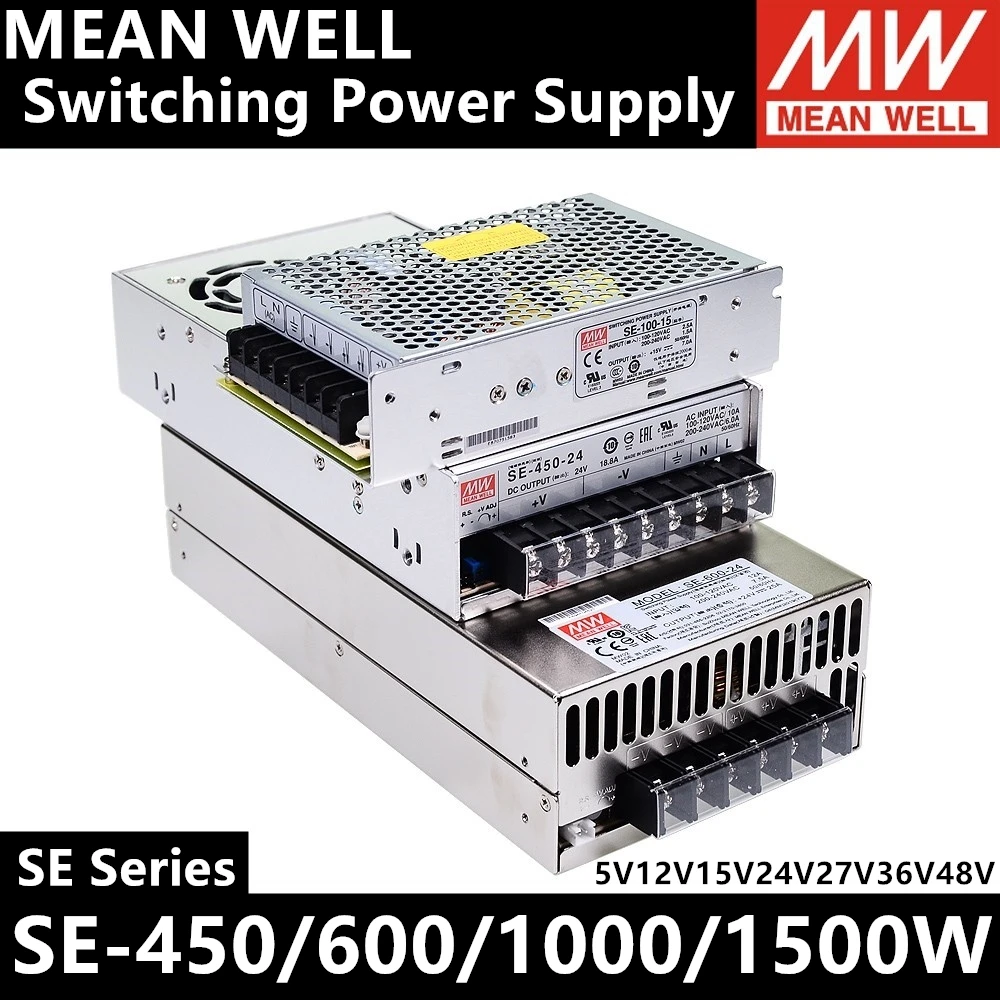 SE- MEAN WELL 450/600/1000/1500 Switching power supply 24V/5V/12V/15V/27V/36V/48V Unit Transformer SMPS 220VAC Taiwan MEAN WELL