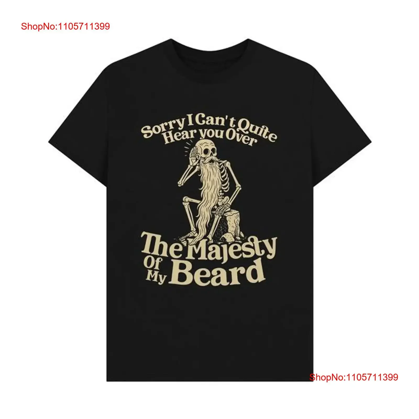 T-shirt Black Majesty Of My Beard à manches longues ou courtes, style vintage, légèrement unisexe, pour un usage quotidien, respirant