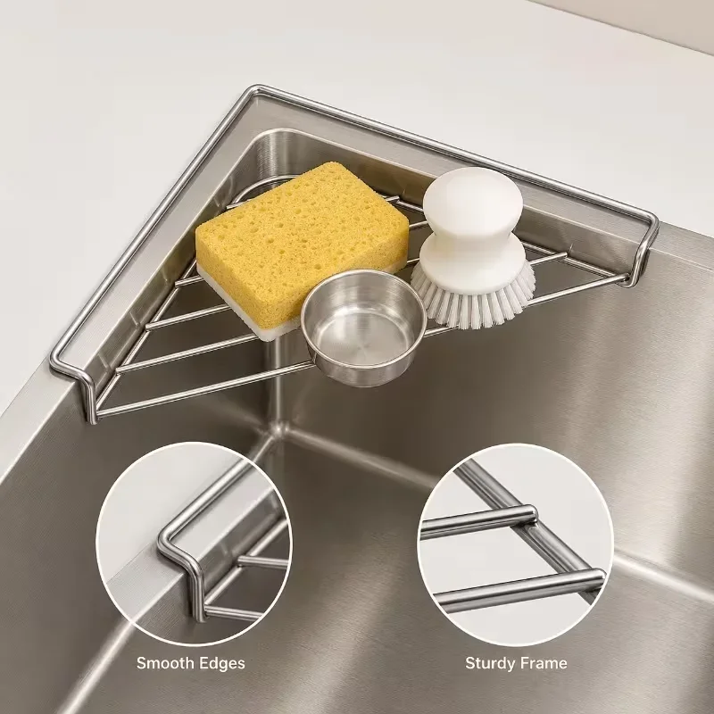 Stainless steel kitchen sink storage rack, multifunctional scouring pad, dishcloth, dishwashing sponge storage rack, drain rack