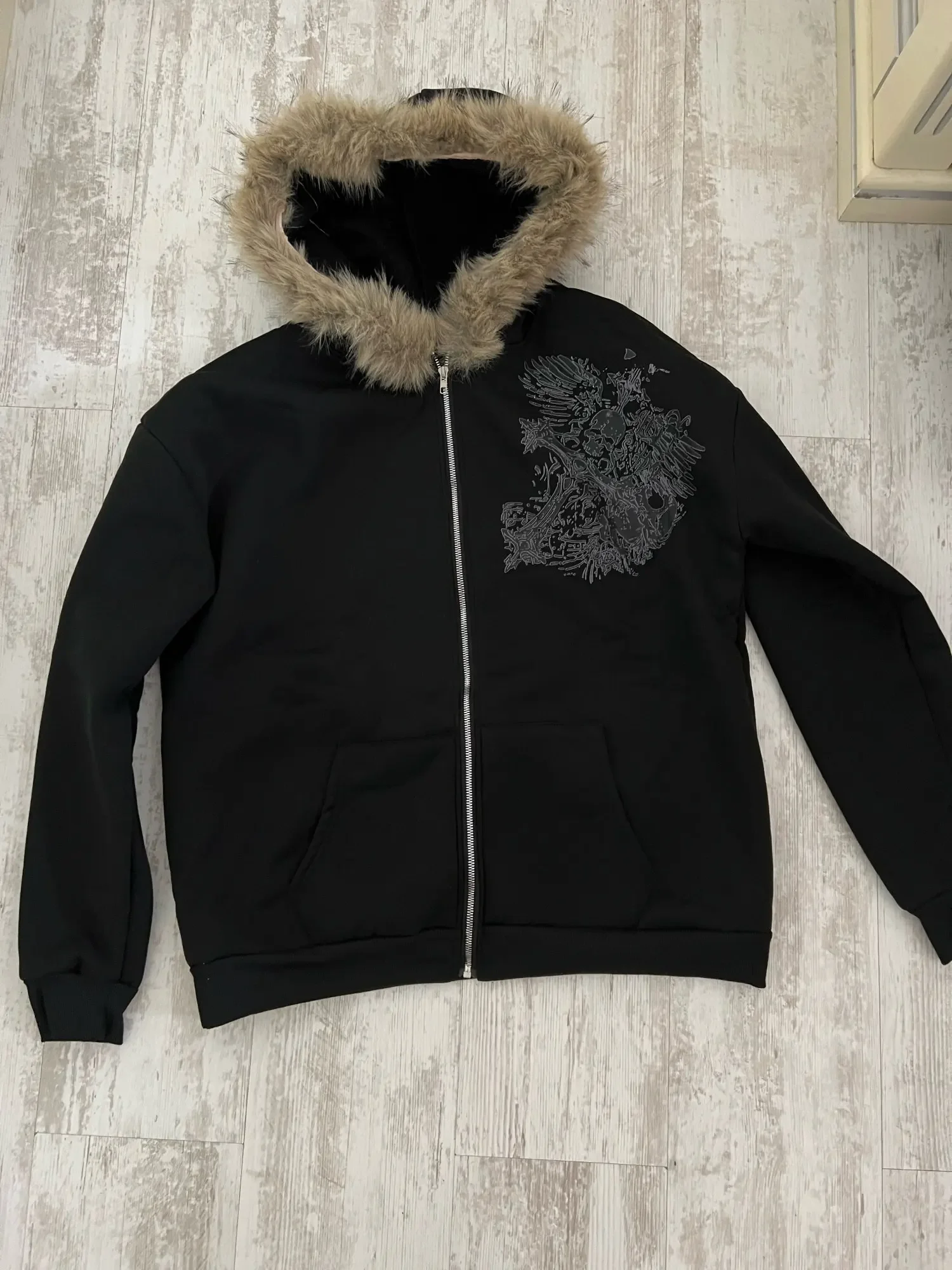 

Autumn/Winter Y2k Women Aesthetic Harajuku Faux Fur Collar Hoodies Clothes Graphic Hip Hop Punk Gothic Zip Up Hoodies 2025 new