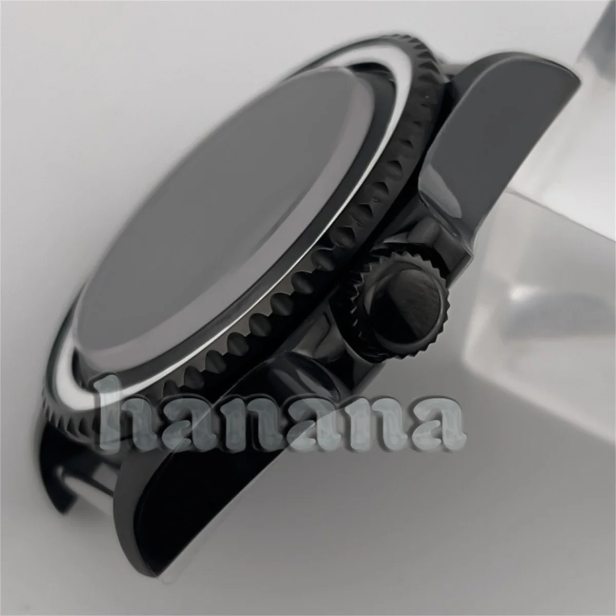 علبة غوص NH35 PVD سوداء 43 مم إطار سيراميك مدمج في العلبة مناسبة لحركات NH34 NH35A NH36 38 ETA2824 PT5000