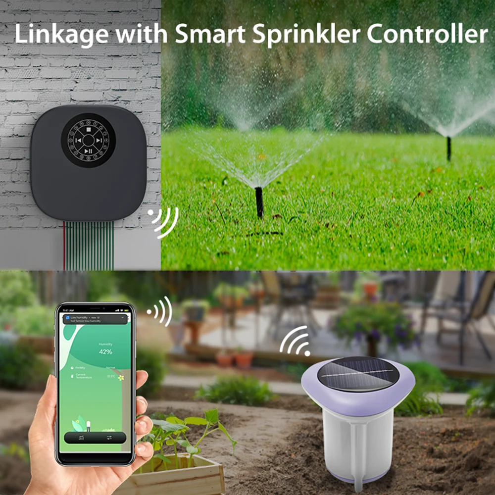 무선 Tuya 스마트 Zigbee 태양 토양 센서 온도 습도 토양 테스터 APP 제어 정원용 토양 온도계