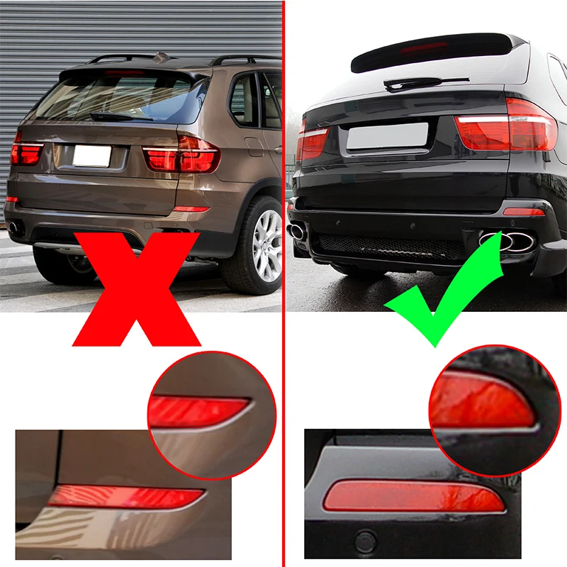 Red Rear Bumper Reflector Tail Light Bar Reflective Lens for BMW X5 E70 2007 2008 2009 2010 Pre-facelift 3.0sd 3.0si 3.5d 4.8i