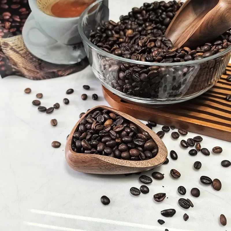 New Walnut‑wood Coffee Bean Weighing Tray, Timber Sample Dish, Practical Tea Measuring Spoon, Multi‑purpose Barista Accessory