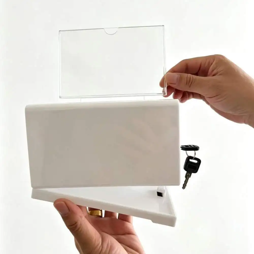 Acrylic Security Card Case Transparent Desktop Business Card Organizer Box Holder For Office Reception Countertop
