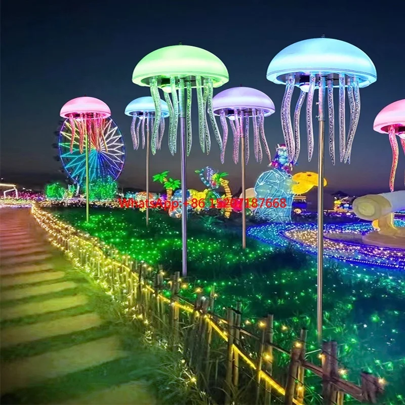 

60 Вт умный RGB красочный динамический медуза пейзажный светильник управление приложением изменение цвета садовые фонари уличный парк декоративная лампа