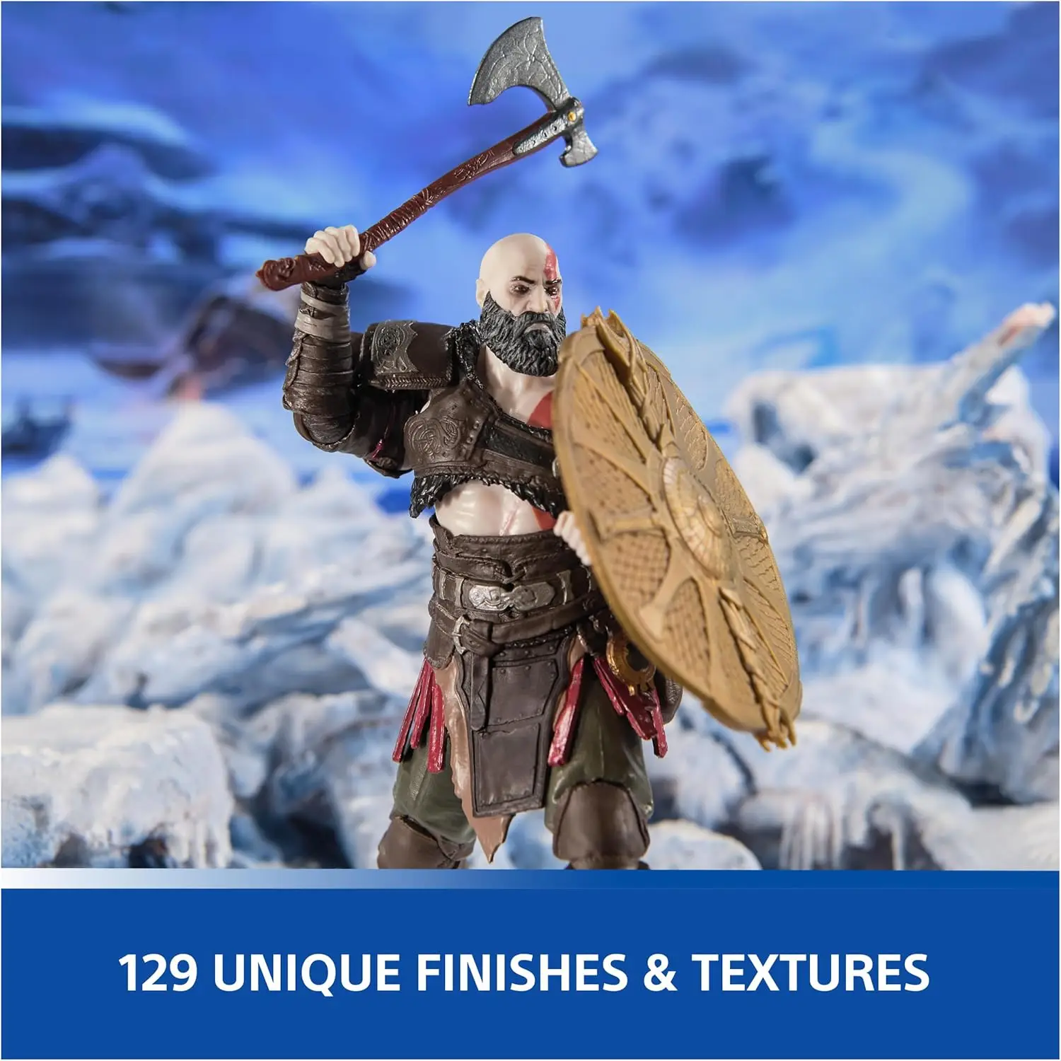 PlayStation God of War Ragnarök, 6” Kratos Action Figure with 5 Accessories, The Shapes Collection, for PS5 Fans & Collectors