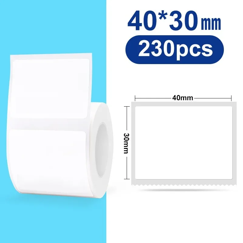 30–50 mm Niimbot B21 B1 B3S Drucker-Etikettenpapierrolle, weiße Aufkleber-Druckpapierrollen, reißfester, wasser- und ölbeständiger Klebstoff