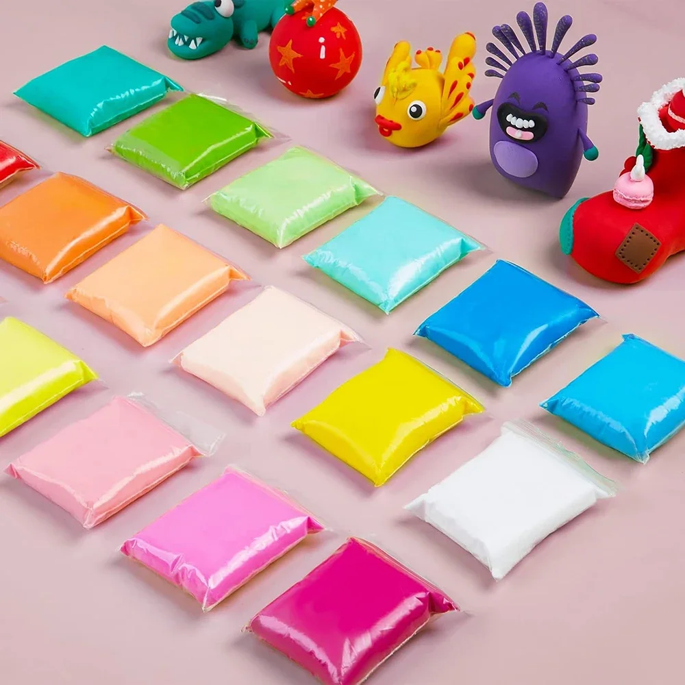 Arcilla seca al aire de 24 colores, modelado hecho a mano, sin hornear, sin desorden, espuma mágica, artesanía de arcilla, arcilla ligera suave para hacer esculturas, regalo
