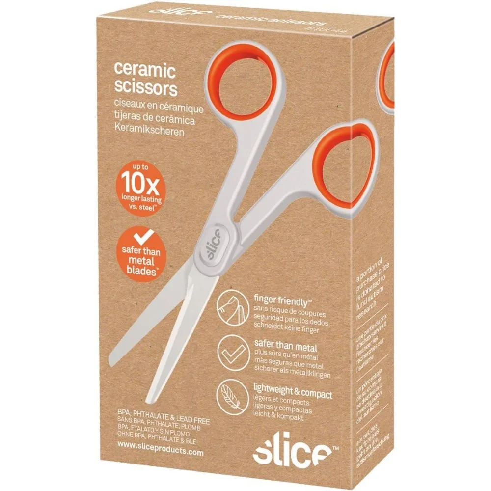 10544 Ceramic Scissors, Never Rusts, Finger Friendly, Food Grade, BPA Free, Safe Round Tip, Ideal for DIY, Arts & Crafts, 6 Pack