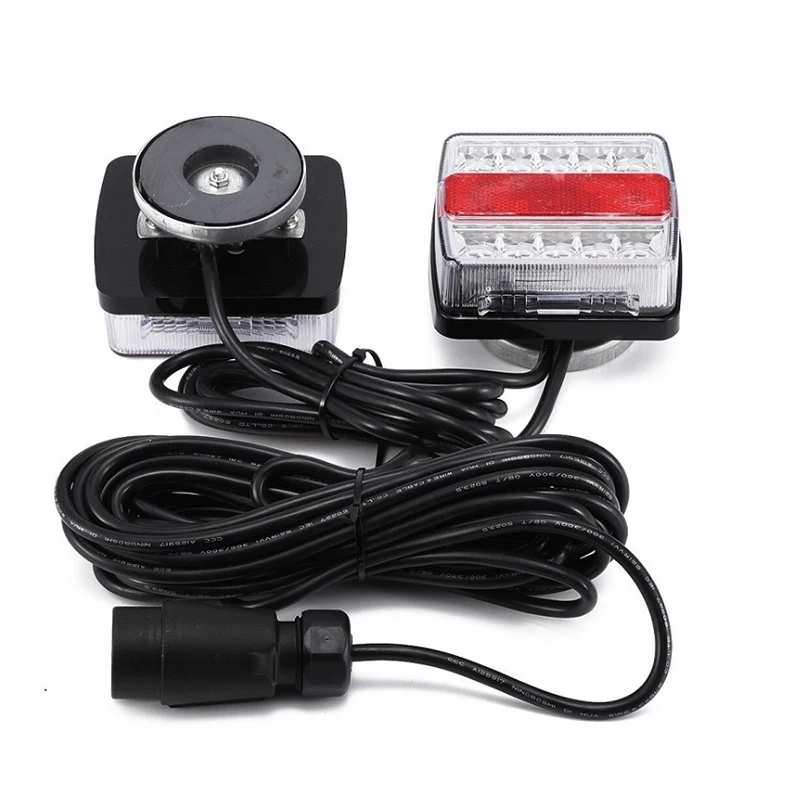 12V Magnetic LED Trailer Tail Light Kit 16+16 LED IP68 Waterproof 7‑Pin Plug Warning Brake Lamp for Truck RV