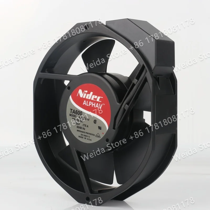New Nidec 17238 200V 220V 240V AC 230V 0.175A DC EC 172X150X38MM Large air volume aluminum 17.2CM TA600 A30322-10 Cooling fan
