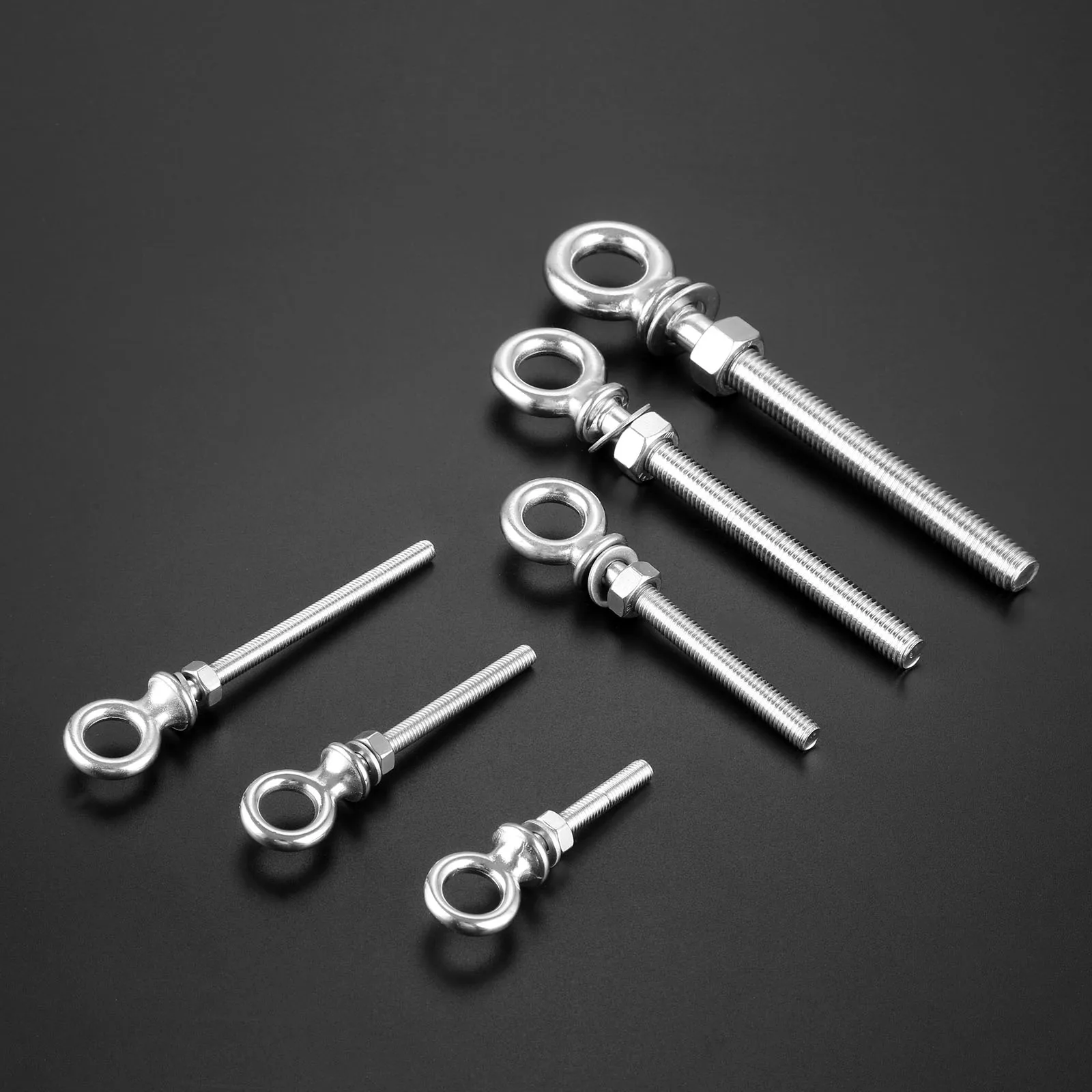 Marine 316 Stainless Steel Long Lifting Eye Bolt Long Shank Collared Casting Long Bolt With Washer & Nut For Boats M6 M8 M10 M12