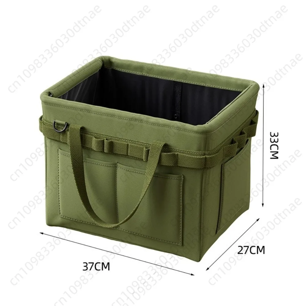 Large Capacity Foldable Tool Box Heavy Duty Oxford Handheld Organizer with Side Pockets Portable Hardware Tote for Work Camping